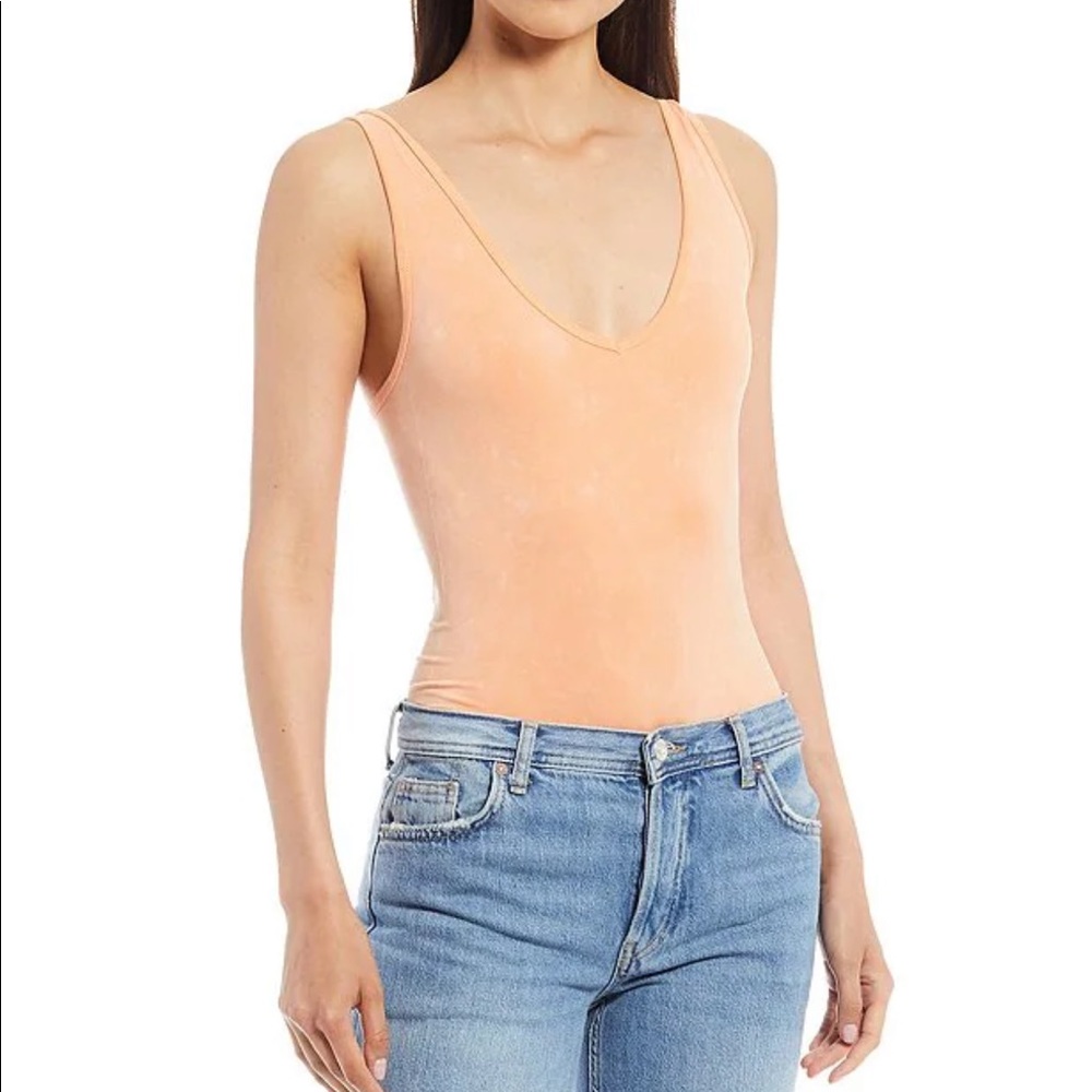 Free People Washed Scoop Neck Sleeveless Bodysuit